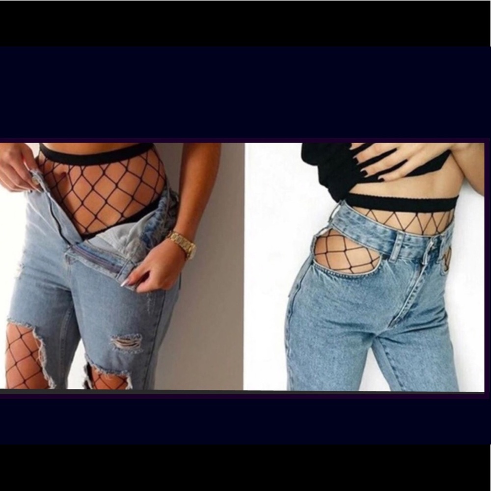 Cut Pockets Distressed Jeans 28 Waist